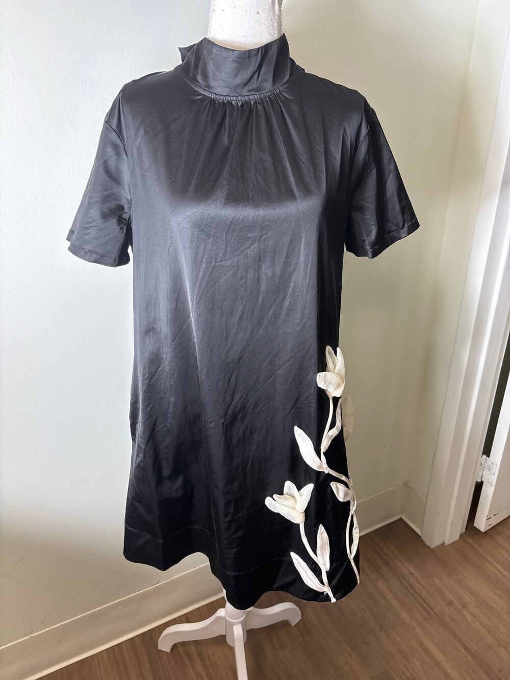 STAUD Ilana Black Short Sleeve Mini Dress Sz L